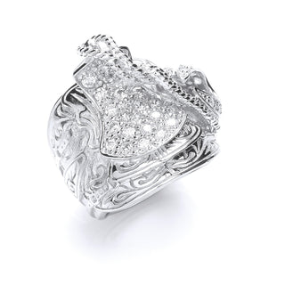 Silver Gents CZ Saddle Ring 29.5g