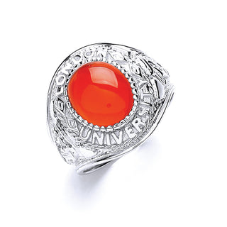 Silver Gents Red Stone College Ring