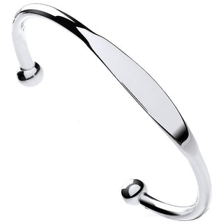 Silver Gents Solid Torque Bangle With Id Plate