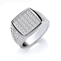 Silver Gents Square Top CZ Ring 8g