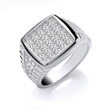 Silver Gents Square Top CZ Ring 8g