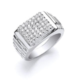 Silver Gents Square Top CZ Ring 9g
