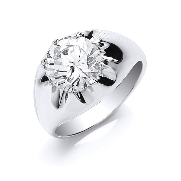 Silver Gents Sterling Silver CZ Ring 7g