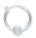 Silver Glitter Ball Hoop Earrings 4g