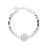 Silver Glitter Ball Hoop Earrings 5.5g