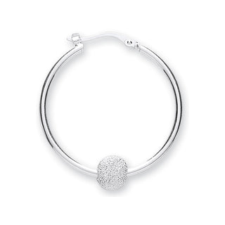 Silver Glitter Ball Hoop Earrings 5.5g