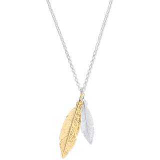 Silver & Gold Coated Feathers Necklace 16