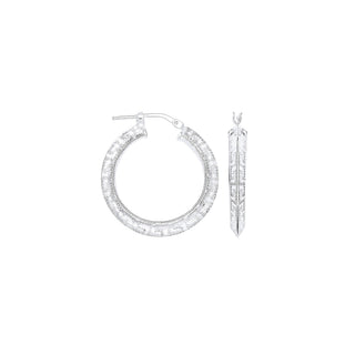 Silver Greek Key 20mm Hoop Earrings