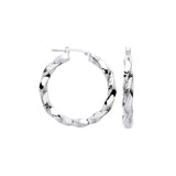 Silver Greek Key Twist Hoop 32mm Earrings