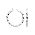 Silver Greek Key Twist Hoop 37mm Earrings