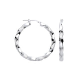 Silver Greek Key Twist Hoop 37mm Earrings