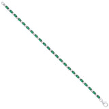 Silver Green & Clear CZ Silver Tennis Ladies Bracelet 07