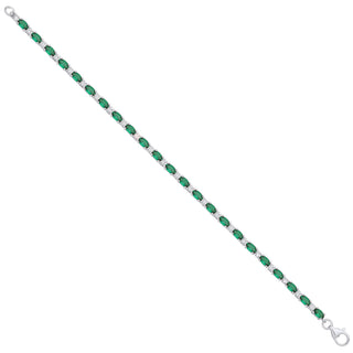 Silver Green & Clear CZ Silver Tennis Ladies Bracelet 07