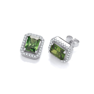 Silver Green CZ Halo Stud Earrings (£100)