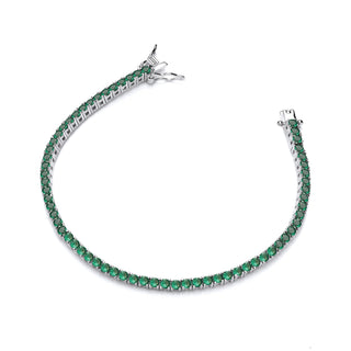 Silver Green CZ Tennis Ladies Bracelet