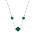 Silver Green Enamel Four Leaf Clover Necklace