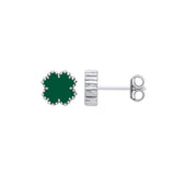 Silver Green Enamel Four Leaf Clover Studs
