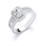 Silver Half Et, Emerald Centre CZ Ring