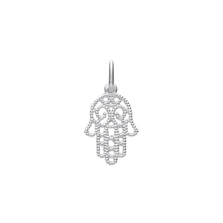 Silver Hamsa Hand Beaded Pendant