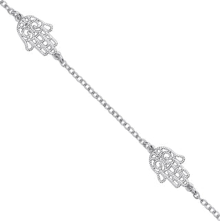 Silver Hamsa Hand Ladies Bracelet