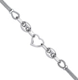 Silver Heart & Coffee Bean Popcorn Bracelet
