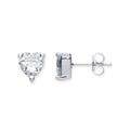 Silver Heart Cut CZ Stud Earrings 1.7g