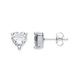 Silver Heart Cut CZ Stud Earrings 1.7g