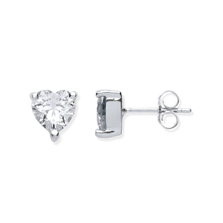 Silver Heart Cut CZ Stud Earrings 1.7g