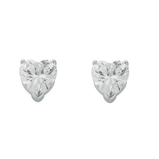 Silver Heart Cut CZ Stud Earrings 2.8g