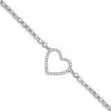 Silver Heart CZ Ladies Bracelet