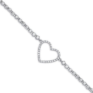 Silver Heart CZ Ladies Bracelet