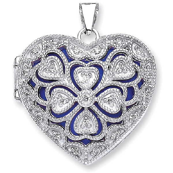 Silver Heart CZ Locket