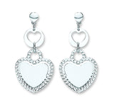 Silver Heart Drop Earrings