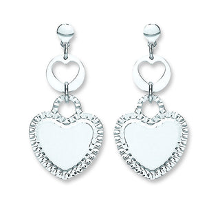 Silver Heart Drop Earrings