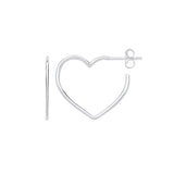 Silver Heart Hoop Earrings 1.7g