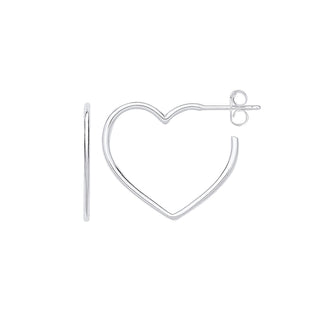 Silver Heart Hoop Earrings 1.7g