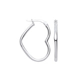 Silver Heart Hoop Earrings 2.1g