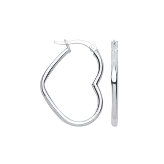 Silver Heart Hoop Earrings 2.1g