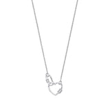 Silver Heart Paper Clip CZ 16" Necklace