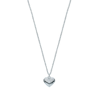 Silver Heart Ribbed Pendant Chain