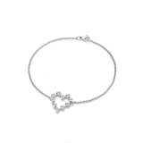 Silver Heart Rubover CZ Ladies Bracelet