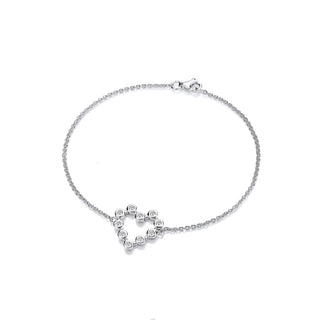 Silver Heart Rubover CZ Ladies Bracelet