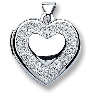 Silver Heart With Crystals Locket