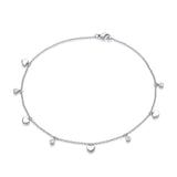 Silver Hearts And Round CZ's Ladies Anklet