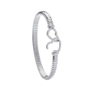 Silver Hearts Hook, Ribbed Ladies Bangle