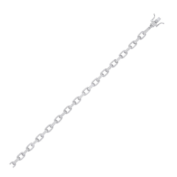 Silver Heavy 7mm Plain & CZ Oval Belcher Chain 08