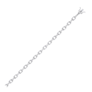 Silver Heavy 7mm Plain & CZ Oval Belcher Chain