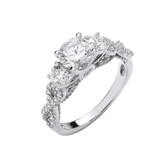 Silver High Setting Trilogy With Infinity Sides Ring
