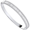 Silver Hinged Baguette & Round CZ Bangle