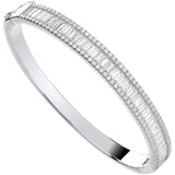 Silver Hinged Baguette & Round CZ Bangle